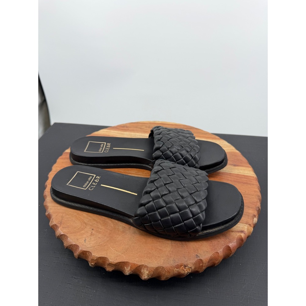 Dolce Vita Grazie Sandals Women Size 10 Black Woven Braided Flat Slide Shoes